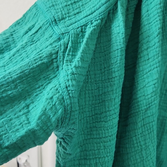 We The Free Lightweight Gauze Shirt in Teal - Picture 7 of 10